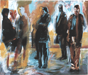 Gleis 6, oil on canvas, 130 x 160 cm