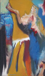 Langer Mittwoch 3, Menschenmassen in der Fußgängerzone, gemalt mit Ölfarben