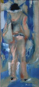Montag 6.05 Uhr, oil on canvas, 60 x 26 cm
