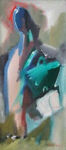 Montag 6.15 Uhr, oil on canvas, 60 x 26 cm