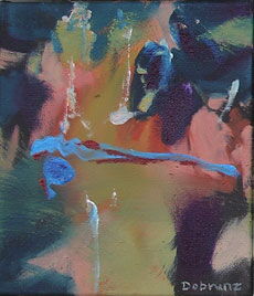 Langer Sonntag 3.1, Menschenmassen in der Fußgängerzone, gemalt mit Ölfarben