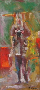 Montag 8.10 Uhr, oil on canvas, 60 x 26 cm