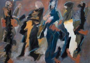 Langer Mittwoch 11, Menschenmassen in der Fußgängerzone, gemalt mit Ölfarben