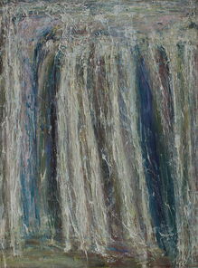 Abstraktes Bild in blau, grau, gelb, weiß