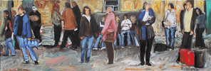 Gleis 16, oil on canvas, 40 x 120 cm
