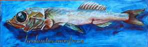 brabantus curvifrons, Fisch gemalt mit Acrylfarben auf Tisch