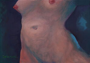 Torso 210129, Malerei auf Karton, weiblicher Akt