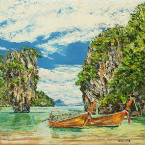 Landschaft mit Wasser und Booten