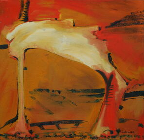 Abstraktes Bild in rot, gelb und orange