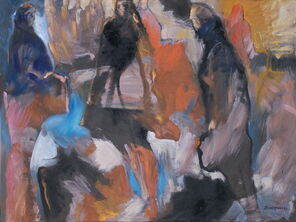 Langer Mittwoch 10, Menschenmassen in der Fußgängerzone, gemalt mit Ölfarben