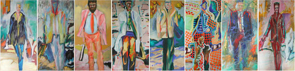 Immermann 1-8, Malerei von Menschen in der Immermannstrasse