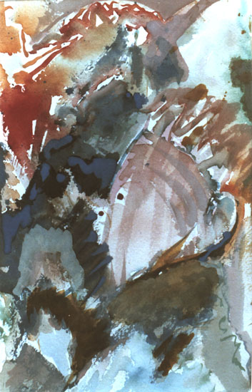 Tanz der Rheintöchter, Mischtechnik auf Papier