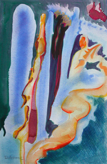 Siegfried tötet Fafner, Mischtechnik auf Papier