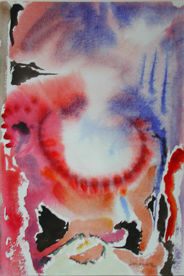 Er lässt legen ein Ring aus Feuer, Mischtechnik auf Papier